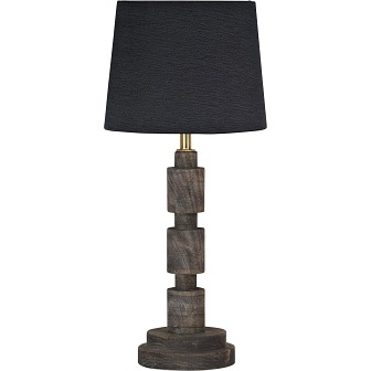 Drewniana lampa stołowa Willy z czarnym abażurem
